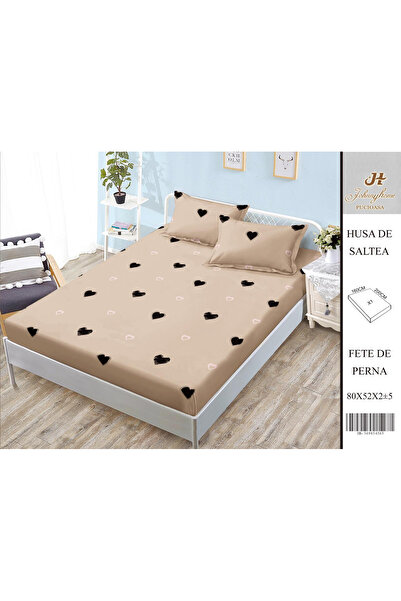 FIONNA.RO Satin Cotton Cover With Stretchy And Pillowcases 160X200cm - Dark B...