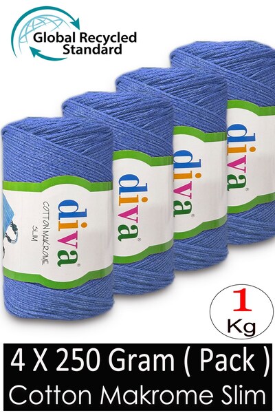 Diva İplik (4 x 250 γρ.) - 1 κιλό - 2 χιλιοστά - Νήμα για τσάντες μακραμέ Kot...