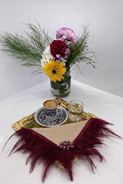 shop İnci Taşlı Püsküllü Kahve Yanı Sunum Peçetes