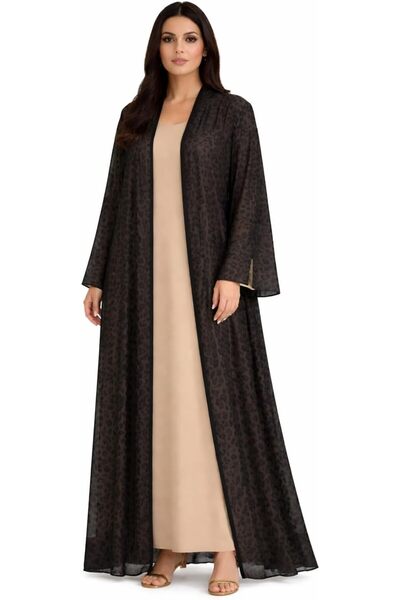 CHEVALIER FASHION Women’s Open Abaya with Subtle Pattern