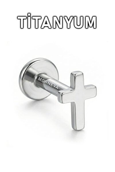 MORNEVA Titanyum Minicik Haç Helix Tragus Flat Conch Lobe Kulak Piercingi (1 ...