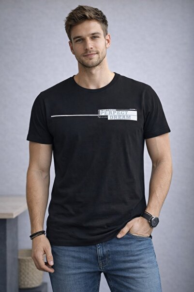 FOR MYSELF Ανδρικό μπλουζάκι με στάμπα κειμένου, άνετη εφαρμογή