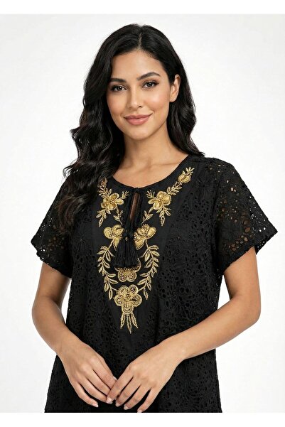 CHEVALIER FASHION Women’s Midi Abaya with Gold Embroidery – Elegant Loose Fit...