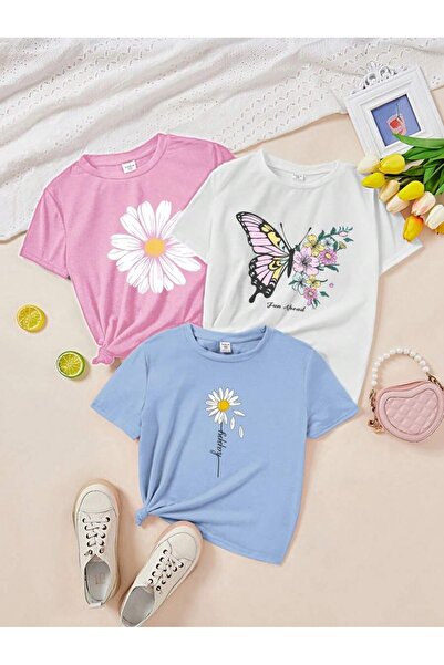 PALPİTO Γυναικείο μπλουζάκι 3-pack με στάμπα φυτών σε μεγάλο μέγεθος