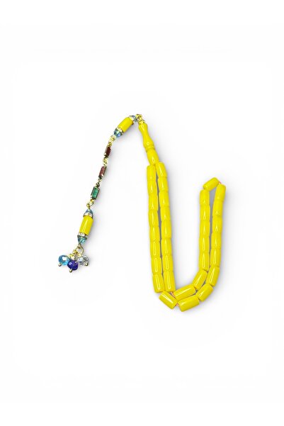 EnazStore Special Design Stoned and Tasseled Yellow Airplane Glass Prayer Beads