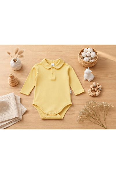 Nimini Kids Cotton Baby Collar Baby Bodysuit with Snap Fasteners on the Shoul...