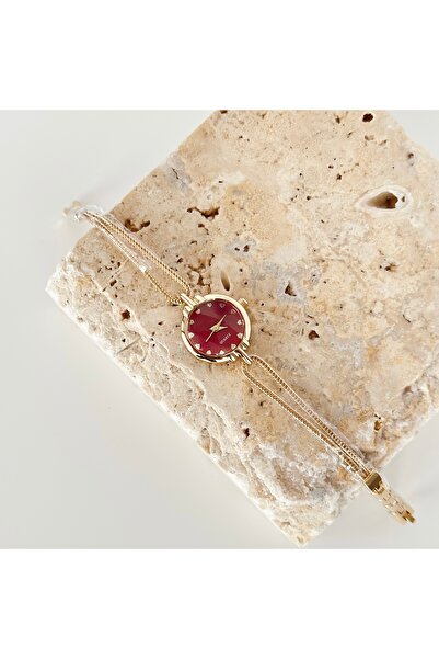 Vesce Atelier ساعة كريمسون جولد باللون الأحمر الداكن