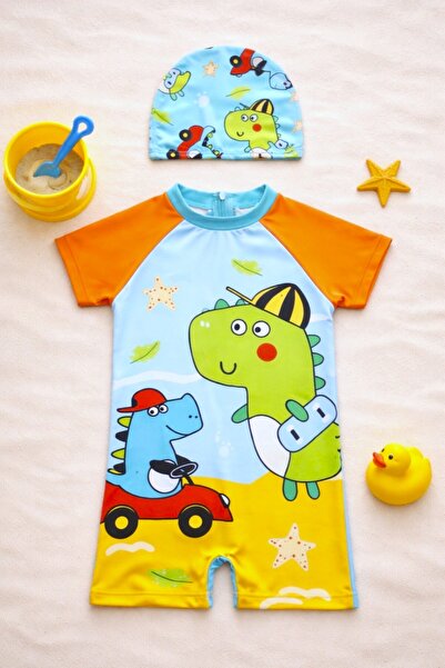 DeKuBaby Costum de baie pentru băieți, cu imprimeu cu caractere drăguțe, PROT...