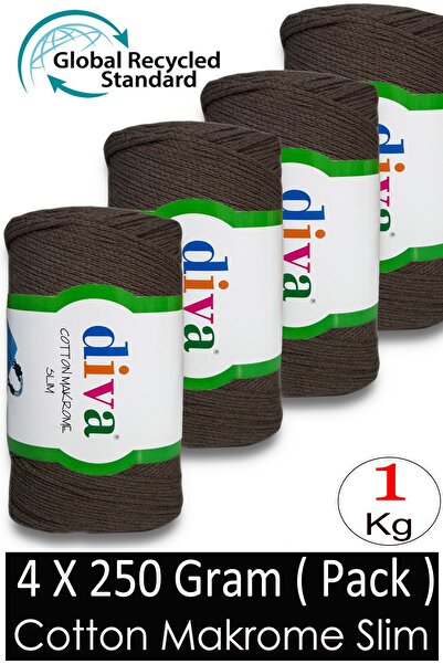 Diva İplik (4 X 250 Gr) - 1 kg - 2mm - Koton Macrame Bag Yarn 169 Dark Mink