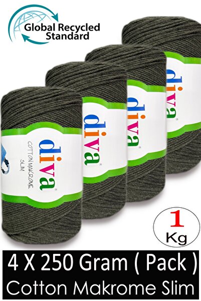 Diva İplik (4 X 250 Gr) - 1 kg - 2mm - Koton Macrame Bag Thread 1979 Khaki