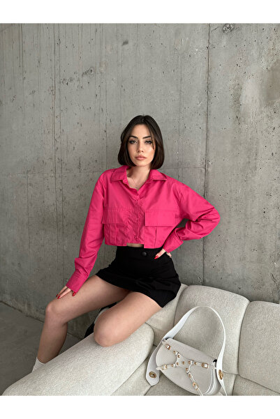 My Fashion Short-sleeved pink shirt with pocket, Turkish made