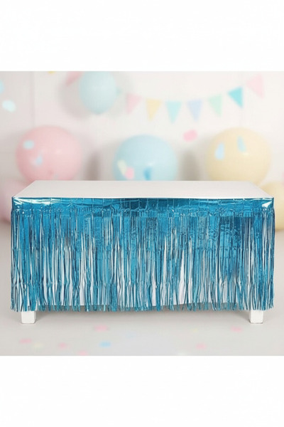 Umamiçe Blue Metalized Party Table Skirt Table Decoration