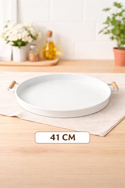 Kuzeyli | Sunum tepsi | 41 cm | ahşap kulplu | Metal |