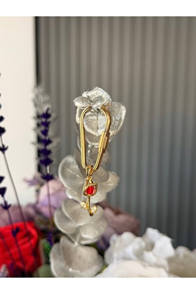 Sanlore Altın Renk Gül Charm Kolye Ucu Kilit Çıkabilir -Zarif Kadın Aksesuarı