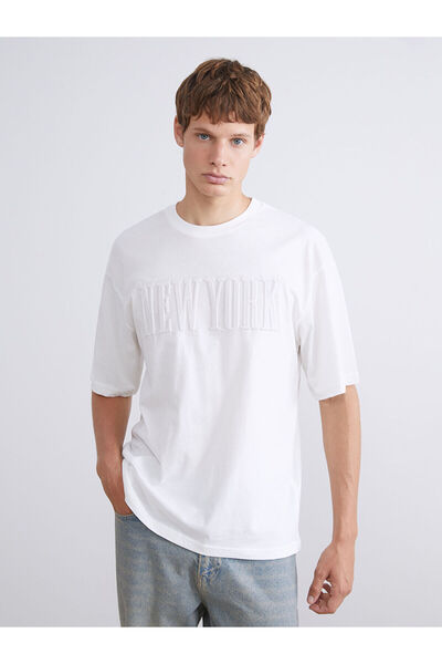 LC Waikiki Tricou pentru bărbați din bumbac pieptănat, cu imprimeu New York, ...