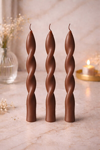 Bead 3’lü Dekoratif Burgu Şamdan Mum Seti – El Yapımı Spiral Şamdan Mum – Mod...