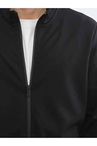 LC Waikiki Black Mock Neck Men's Zippered Sweatshirt