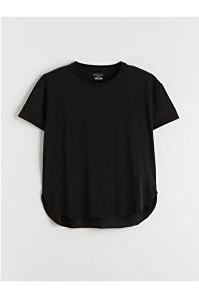 LC Waikiki Black Crew Neck Modal Blend Women's Sports T-Shirt