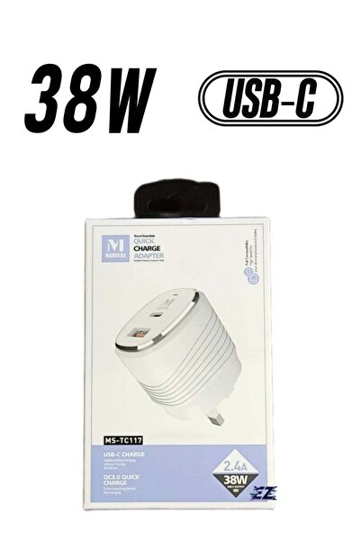 Shopi شاحن حائط 2.4 أمبير 38 واط - منفذ واحد من النوع C ومنفذ واحد USB للشحن ...