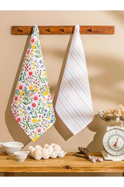 LC Waikiki Πανί στεγνώματος με μικτά σχέδια λουλουδιών, συσκευασία 2 τεμαχίων...