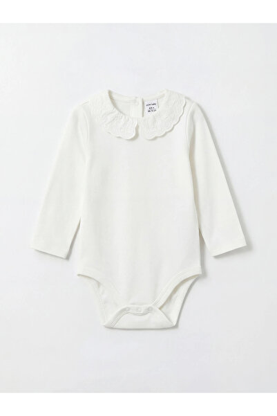 LC Waikiki Ecru Long Sleeve Baby Girl Snap Fastener Bodysuit