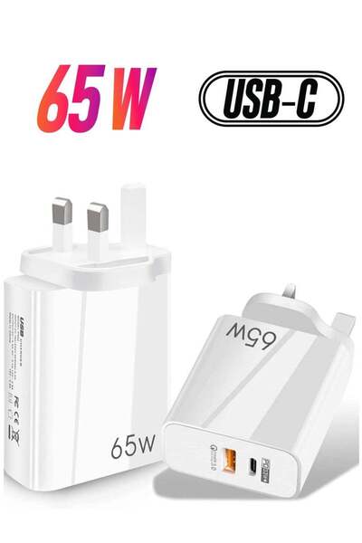 Shopi شاحن ثنائي المنافذ من النوع C بقوة 65 واط - شاحن جداري USB-C PD بتقنية ...