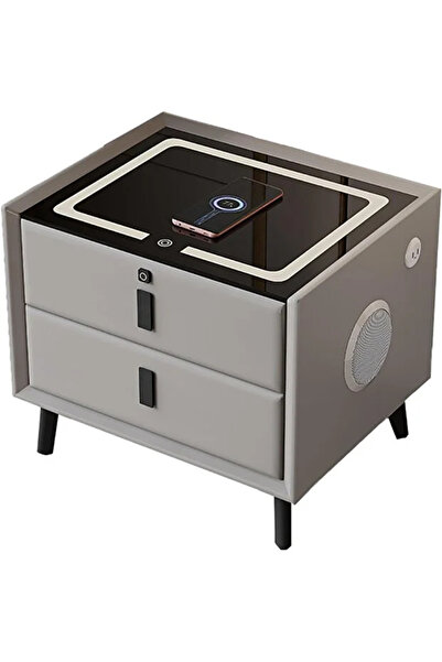 novim Noptieră inteligentă gri 50x40x46 cm, cu încărcare telefon, senzor, box...