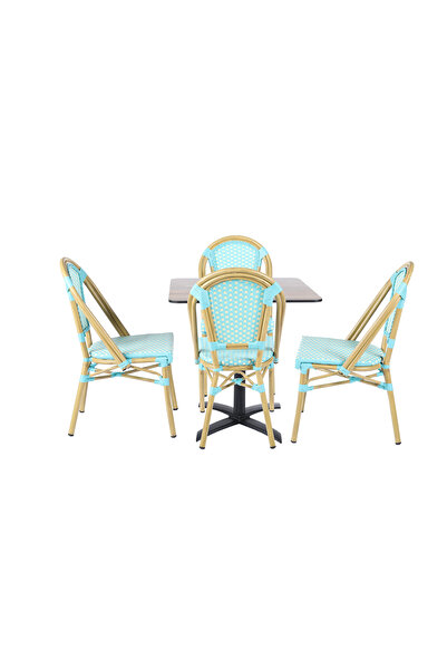 bistrodesign Set masă + 4 scaune aluminiu ratan, blat HPL 12MM, 70X70CM St.Tr...