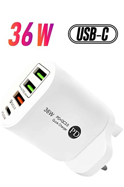 Shopi شاحن جداري USB-C بقوة 36 واط بتقنية الشحن السريع PD، محول طاقة متعدد ال...