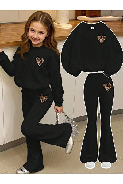 cc collection Set de 2 piese pentru fete, de iarnă, cu imprimeu inimă, cu pic...