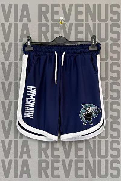 Vordevia Shark Printed Gym Unisex Retro Varsity Sports Training Shorts