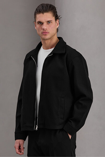 Bossago Men's Black Oversize Premium Quality Textured Jacket