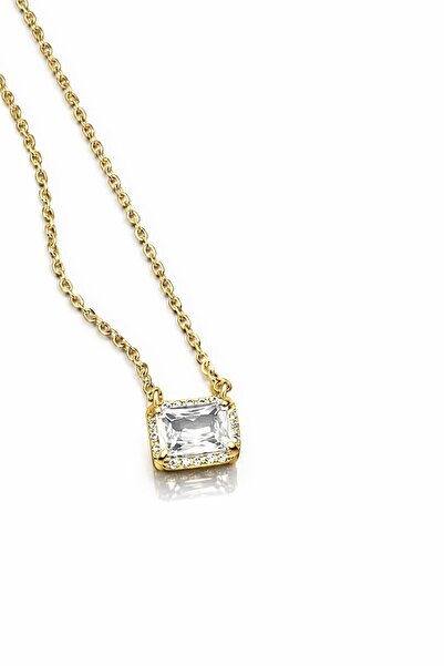 Sense of Atelier Noir Frame Square Gold Modern Women's Necklace with Square S...