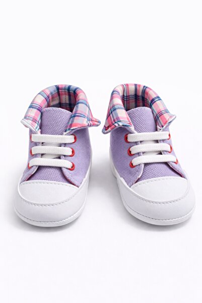 Pure Boutique Adidasi bebelusi mov cu siret talpa flexibila guler carouri sti...