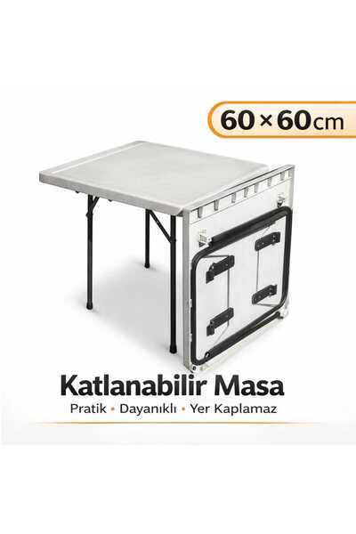 Moemi 60×60 Cm Beyaz Katlanır Masa Çok Amaçlı–Balkon, Bahçe,Kamp & Piknik Mas...