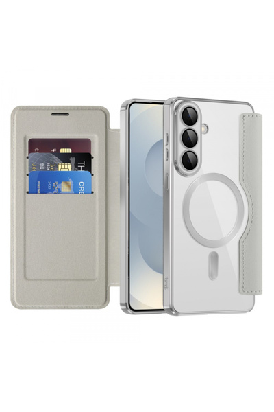 Techsuit MagSafe Case for Samsung Galaxy S26 Plus, Techsuit, SmartMag Book, Gray