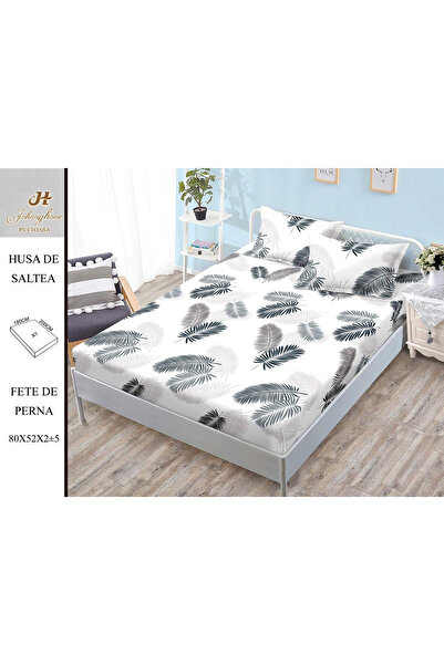 FIONNA.RO Satin Cotton Cover With Stretchy And Pillowcases 180x200cm - White ...