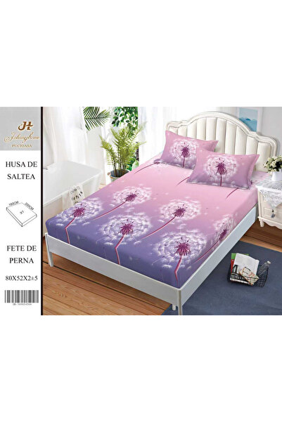 FIONNA.RO Husa Din Bumbac Satinat Cu Elastic Si Fete De Perna 180X200cm - Mov...