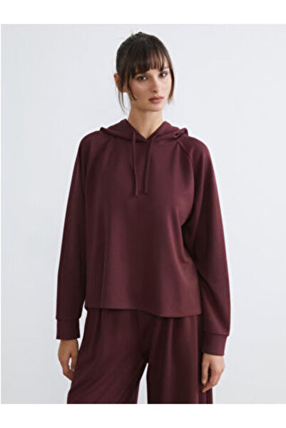 LC Waikiki Burgundy Lace-Up Women's Hoodie