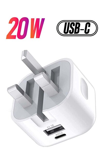 Shopi شاحن USB-C بقوة 20 واط، محطة شحن بمنفذين [USB-C + USB]، شاحن سريع بتقني...