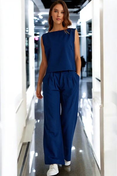 Sacrosa Rahat Yazlık Kolsuz Alt Üst Keten Takım