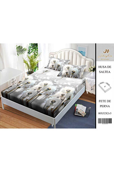 FIONNA.RO Husa Din Bumbac Satinat Cu Elastic Si Fete De Perna 160X200cm - Pap...