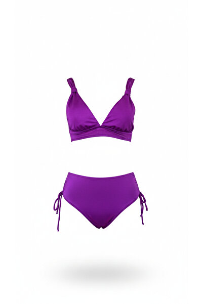 Adel swimwear Yüksek Bel Biyeli Toparlayıcı Bikini Takımı - Parlak Kumaş