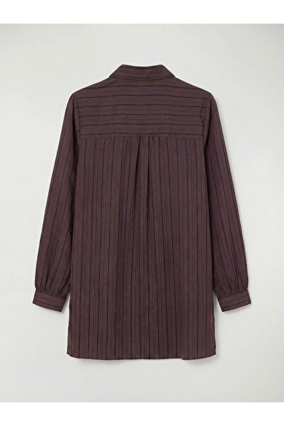 LC Waikiki Navy Blue Striped Oversize Dobby Women's Shirt Tunic