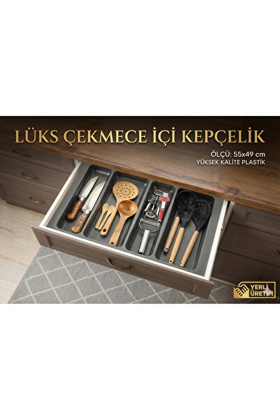 Padilon Anthracite Drawer-Inside Spoon Holder & Ladle Organizer 55×49 cm