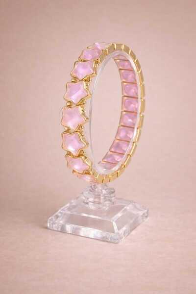 mdm style Sparkling Opal Effect Pink Color Star Stone Flexible Bracelet