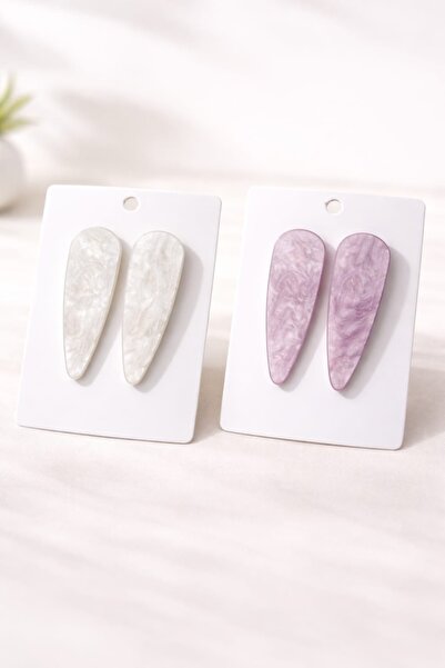 LİNACO Sedefli Simetrik 4’lü Saç Toka Seti