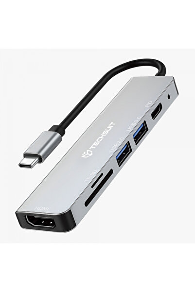 Techsuit Hub USB-C H5 TurboChargeX, 6in1, Gri