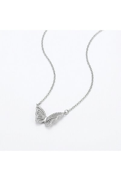 316L Steel Unshaded Women's Necklace | Silver Color Butterfly Figure