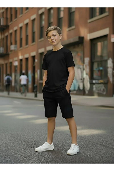 SPORTİVEA 100% Cotton Oversize Fit T-Shirt with Black Shorts Included 100% Co...